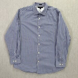 Banana Republic Dress Shirt Men's Size XL Blue Fitted Gingham Woven in Italy